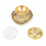 Икорница с декором "Три рыбки" с гравировкой на подставке из натурального камня Агат Decorative Cavair Dishes варинант исполнения - 3 | Loft Concept в Саратове