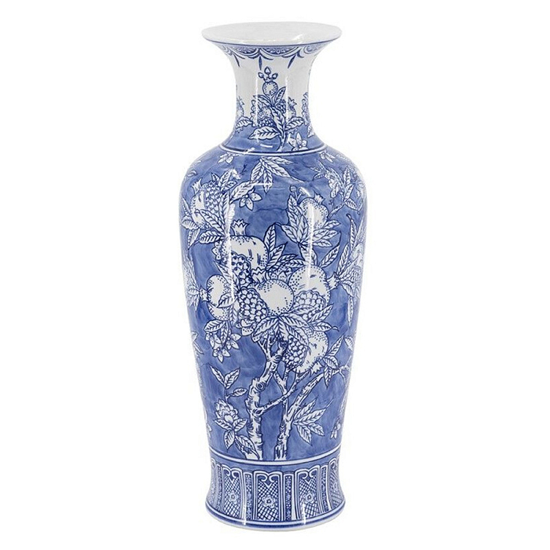 Ваза в китайском стиле Гранатовое дерево Blooming Pomegranate Голубой Белый в Саратове | Loft Concept 