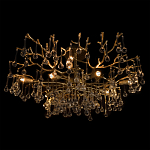 Потолочная люстра в виде ветвей деревьев золотого цвета с прозрачными подвесками-каплями Droplet Chandelier варинант исполнения - 4 | Loft Concept в Саратове