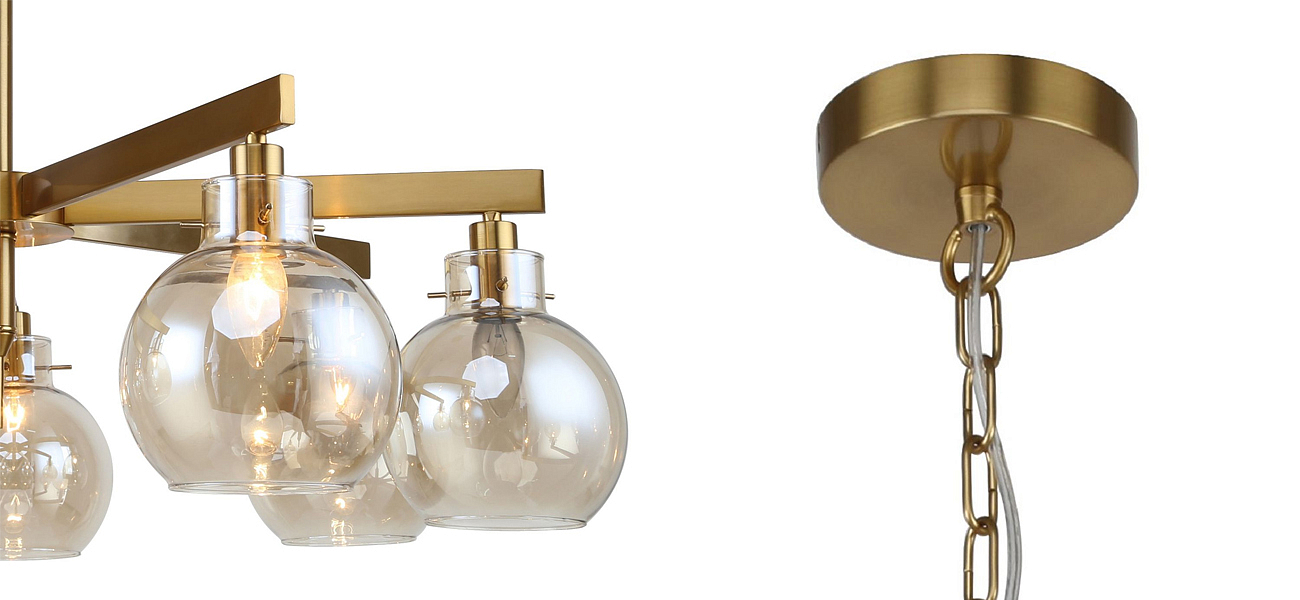 Люстра с плафонами коньячного цвета Carmella Globe Brass Люстра с плафонами коньячного цвета Carmella Globe Brass - Loft-Concept в Саратове