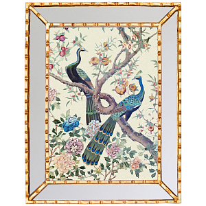 Постер в зеркальной раме в стиле шинуазри Chinoiserie Imperial Garden Peacocks on a Tree Poster