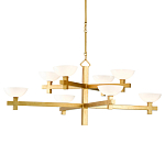 Люстра золотая с 8-ю молочными плафонами в виде чаши Tiers of Clear Lines варинант исполнения - 1 | Loft Concept в Саратове