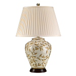 Настольная лампа с фарфоровым основанием бежевого цвета с рисунком и плиссированным абажуром на темной подставке Elstead Lighting варинант исполнения - 6 | Loft Concept в Саратове