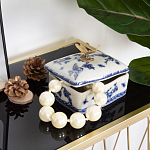 Фарфоровая шкатулка с бронзовой стрекозой Blue and White варинант исполнения - 7 | Loft Concept в Саратове