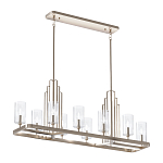 Люстра прямоугольная цвета латунь с прозрачными рифлеными цилиндрическими плафонами Kichler варинант исполнения - 11 | Loft Concept в Саратове