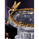 Ваза из прозрачного стекла на бронзовой подставке с ободком и ручками в виде стрекоз Eden Garden варинант исполнения - 5 | Loft Concept в Саратове