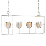 Люстра белая прямоугольная с абажурами в виде цветков тюльпана White Tulips варинант исполнения - 2 | Loft Concept в Саратове