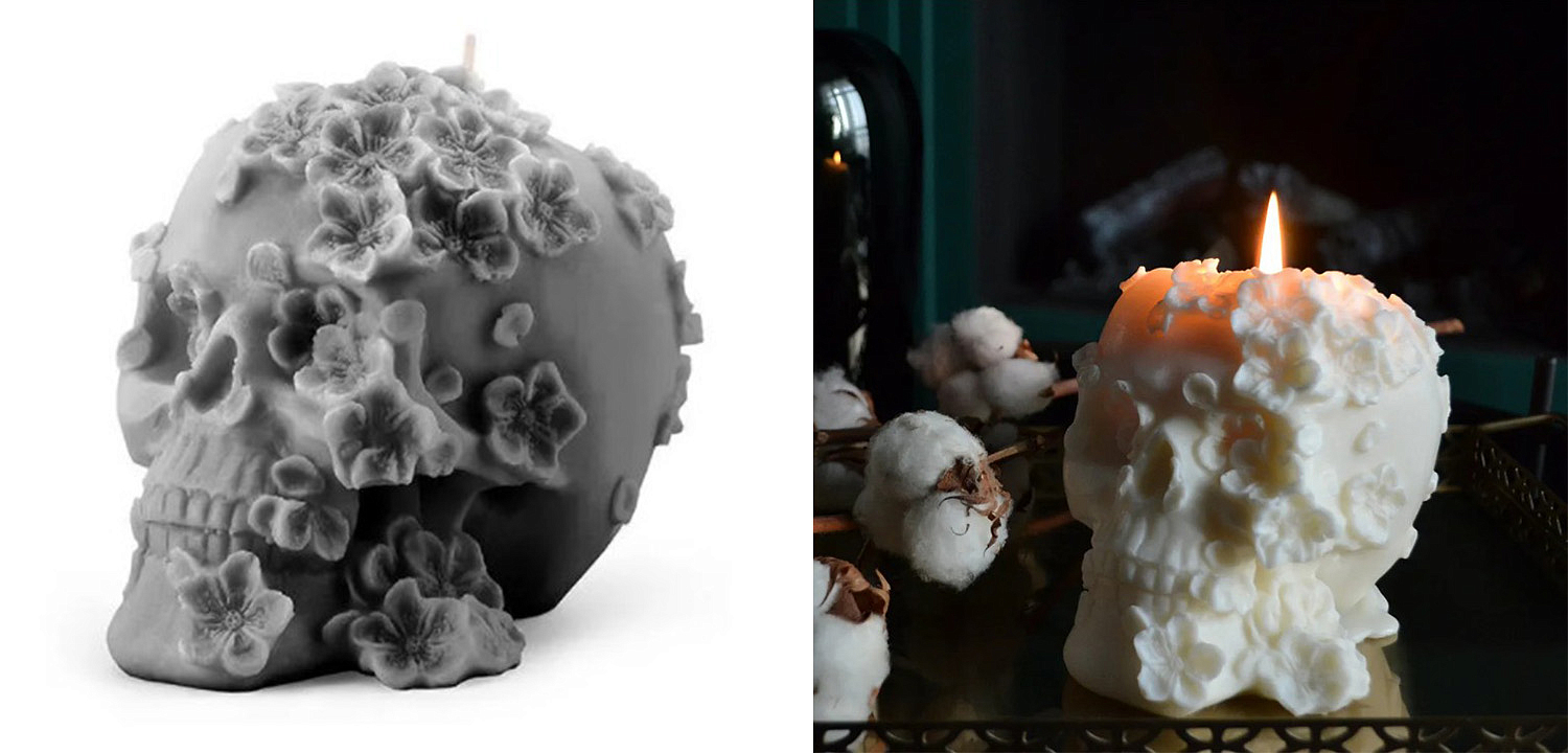 Свеча Gray Flowers Skull Свеча Gray Flowers Skull - Loft-Concept в Саратове