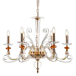 Люстра с 6-ю лампочками и изогнутыми прозрачными элементами из стекла Twisted Glass Candles Chandelier варинант исполнения - 1 | Loft Concept в Саратове