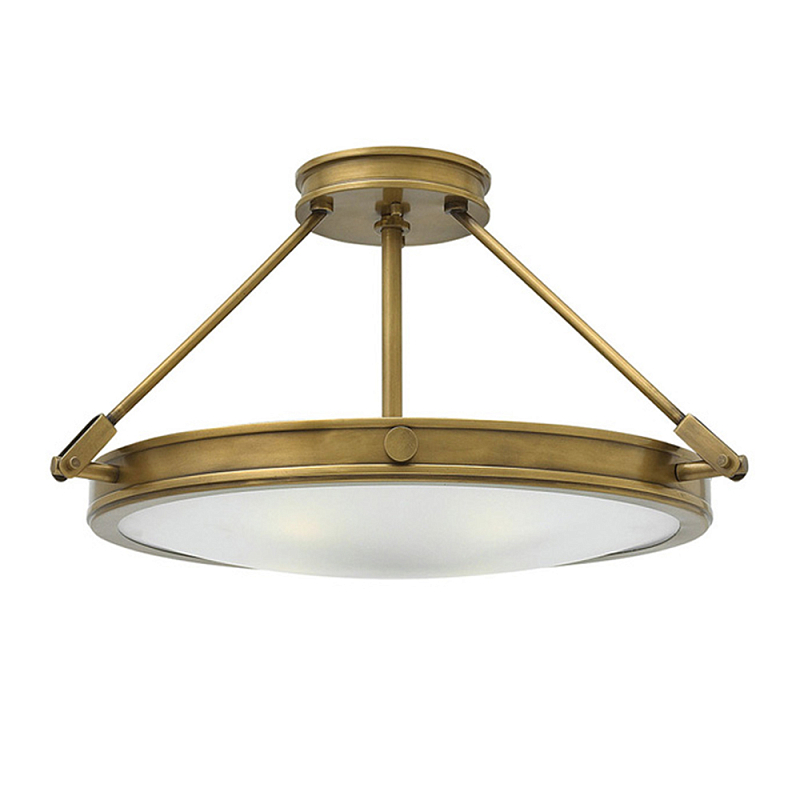 Потолочный светильник цвета латунь с плоским круглым плафоном Hinkley Латунь Белый в Саратове | Loft Concept 