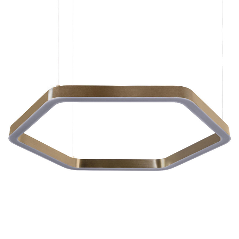 Люстра подвесная светодиодная в форме шестиугольника Диаметр 80 см Hexagon Horizontal Золотой Люстра подвесная светодиодная в форме шестиугольника Диаметр 80 см Hexagon Horizontal Золотой в Саратове | Loft Concept