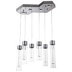 Люстра c 6-ю стеклянными плафонами хром Sparkling Bubbles Tube Chrome Hanging Lamp варинант исполнения - 1 | Loft Concept в Саратове