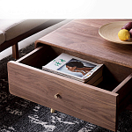 Кофейный стол из дерева с ящиком и нишей для хранения Coffee Walnut Table варинант исполнения - 7 | Loft Concept в Саратове