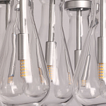 Люстра с 7-ю прозрачными плафонами из стекла в форме капли на круглом потолочном основании цвета хром Lucid Rain  варинант исполнения - 9 | Loft Concept в Саратове