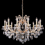 Люстра подвесная с 12-ю лампочками и прозрачными хрустальными подвесками на основании золотого цвета Crystal lamps варинант исполнения - 1 | Loft Concept в Саратове