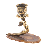 Подсвечник из натурального камня агат светло-коричневый Stone Candlestick варинант исполнения - 3 | Loft Concept в Саратове