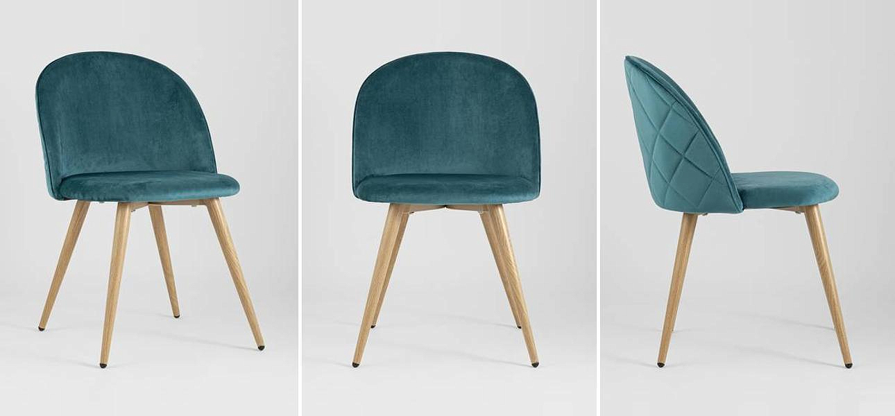 Стул Miruna Chair Спинка Ромбы Синий Велюр Стул Miruna Chair Спинка Ромбы Синий Велюр - Loft-Concept в Саратове