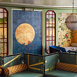 Обои ручная роспись Tsukimi Original colourway on gilded silk with antiquing варинант исполнения - 1 | Loft Concept в Саратове