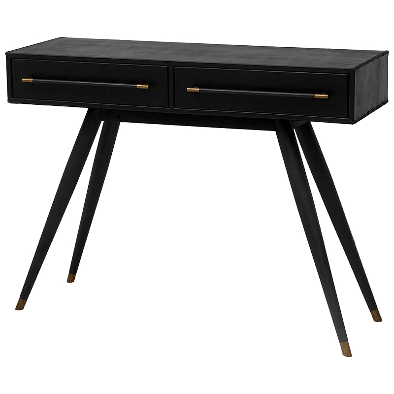 Консоль с 2-мя ящиками Idoya Black Console Черный Латунь в Саратове | Loft Concept 