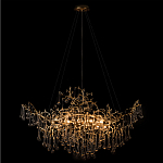 Подвесная люстра в виде ветвей деревьев золотого цвета с прозрачными подвесками-каплями 10 и 14 ламп Droplet Chandelier варинант исполнения - 2 | Loft Concept в Саратове