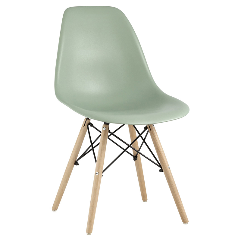 Пластиковый стул на ножках из массива бука Eames Mint Серо-зеленый Бежевый Пластиковый стул на ножках из массива бука Eames Mint Серо-зеленый Бежевый в Саратове | Loft Concept