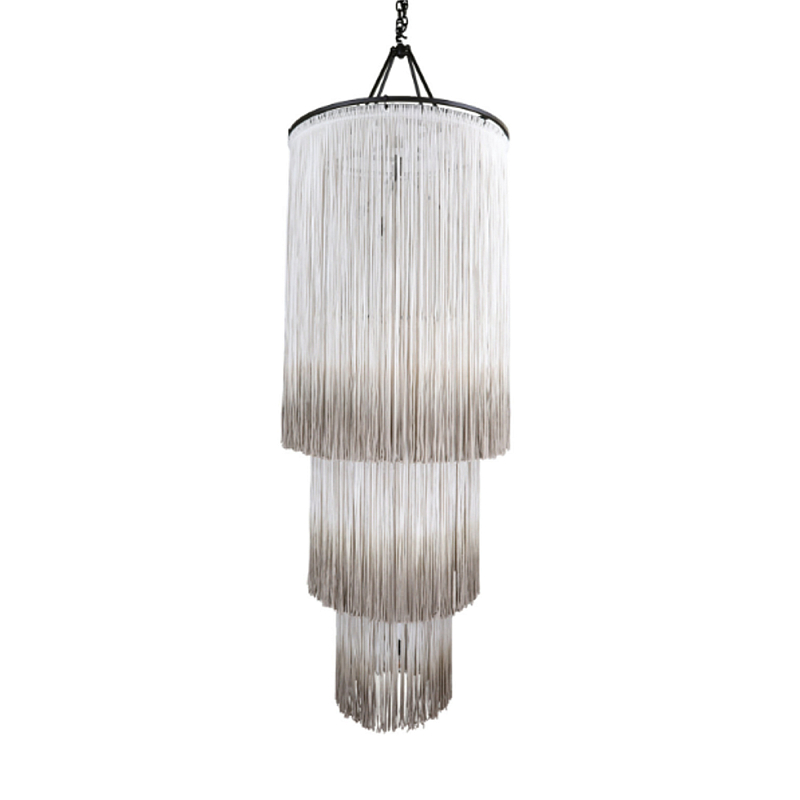 Люстра круглая трехъярусная из бахромы Milk Gradient Braided Fringe Молочный Люстра круглая трехъярусная из бахромы Milk Gradient Braided Fringe Молочный в Саратове | Loft Concept