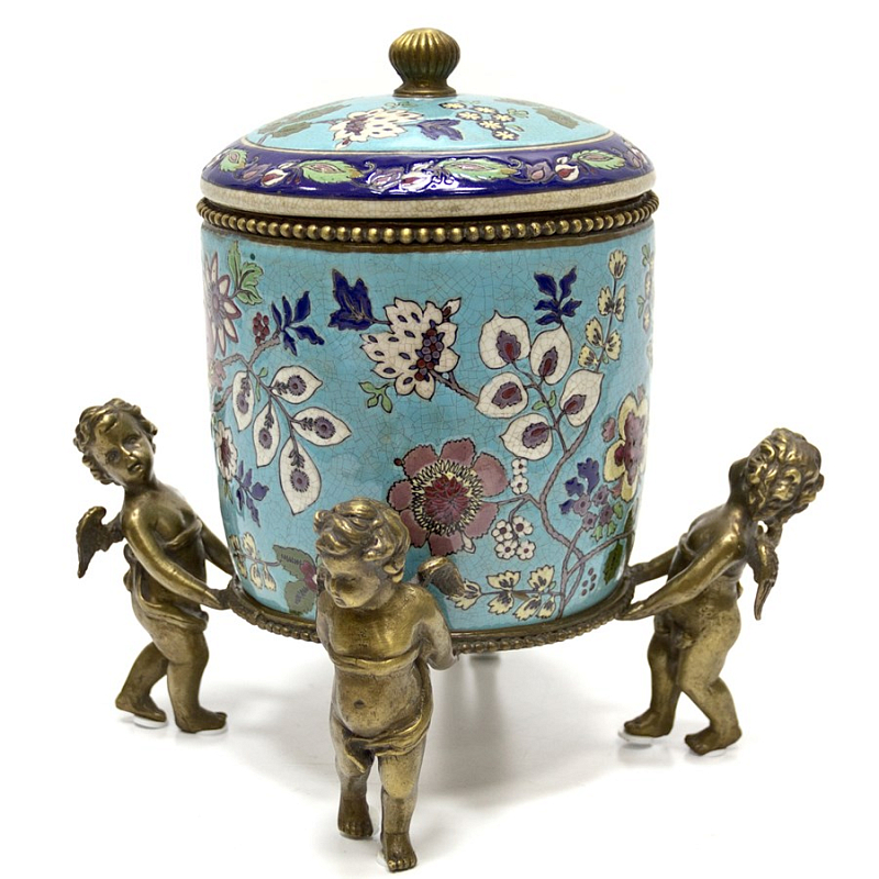 Шкатулка Casket Wonderful Flowers and Putti Голубой Бронза Шкатулка Casket Wonderful Flowers and Putti Голубой Бронза в Саратове | Loft Concept