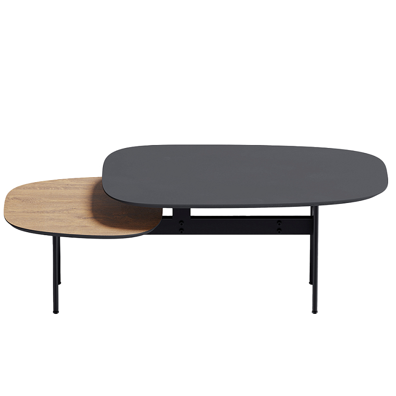 Step журнальный столик из натурального дуба и металла Черный Светлый дуб в Саратове | Loft Concept 