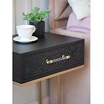 Приставной столик с резным узором на выдвижном ящике Black Table Carved Pattern варинант исполнения - 6 | Loft Concept в Саратове