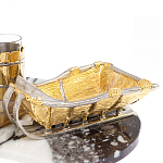 Икорница со стопками с декором "Рыбак с санями" с гравировкой на подставке из натуральных камней Агат Мрамор Decorative Cavair Dishes варинант исполнения - 6 | Loft Concept в Саратове