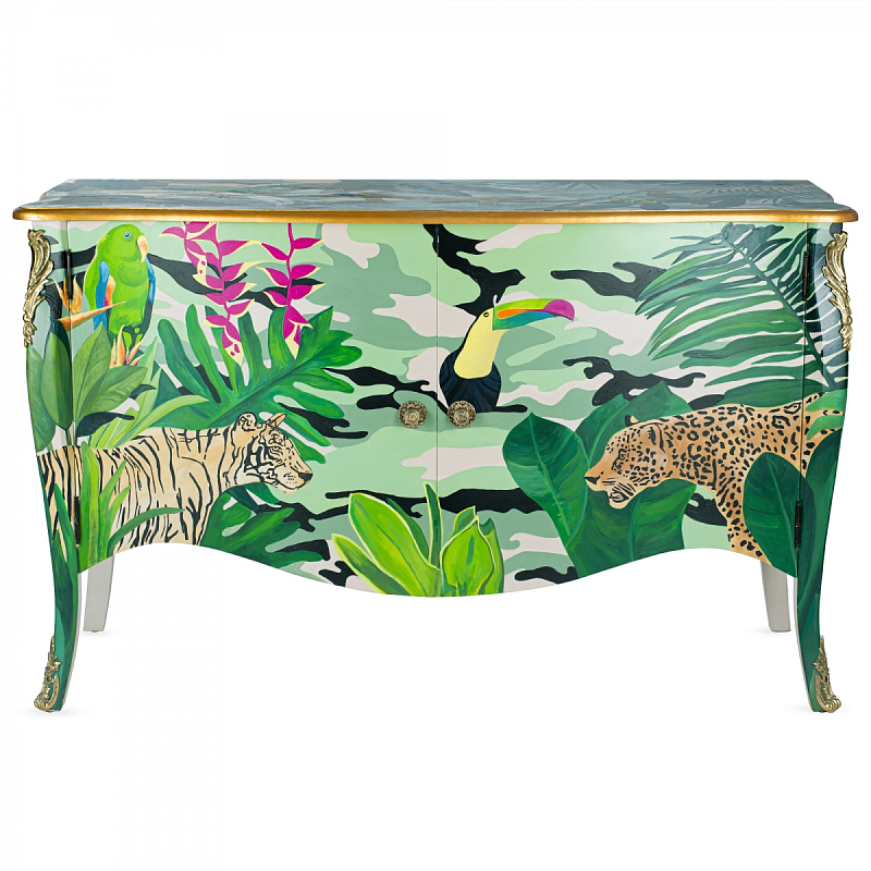 Комод L.XV DRESSER Flowers Jungle Серебряный Зеленый в Саратове | Loft Concept 