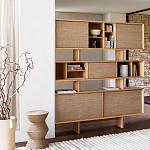 Приставной стол с отделкой из джута Juti D30 см варинант исполнения - 7 | Loft Concept в Саратове