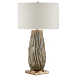 Настольная лампа с фактурным корпусом и тканевым абажуром Smooth Peaks варинант исполнения - 3 | Loft Concept в Саратове