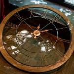 Часы настенные деревянные с римскими цифрами бронзового цвета Clock with History варинант исполнения - 3 | Loft Concept в Саратове