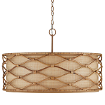 Подвесной светильник  из кованого железа и абажуром из ротанга Wicker Furniture варинант исполнения - 3 | Loft Concept в Саратове