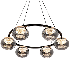 Люстра с круглыми плафонами из дымчато-серого стекла IONA Grey Glass Chandelier 6