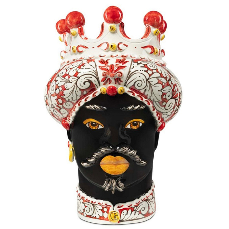 Ваза Vase Moro Man Ornate Red Черный Красный Белый в Саратове | Loft Concept 