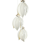 Подвесной светильник светодиодный с 6-ю белыми плафонами в виде цветов Flower Light Gold варинант исполнения - 3 | Loft Concept в Саратове