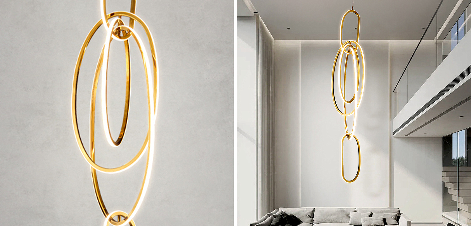 Люстра Vertical Gold Oval Rings Chandelier Люстра Vertical Gold Oval Rings Chandelier - Loft-Concept в Саратове