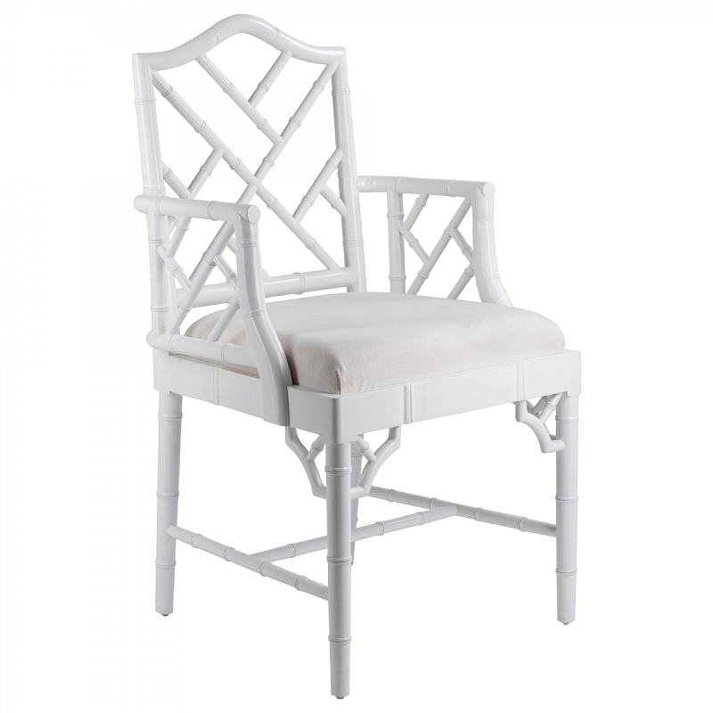 White Chippendale Arm Chair Белый в Саратове | Loft Concept 