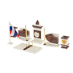 Настольный письменный набор из мрамора и лемезита с гербом и флагом России Marble Accessory варинант исполнения - 2 | Loft Concept в Саратове
