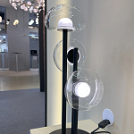 Настольная лампа с тремя прозрачными куполообразными плафонами и черным металлическим основанием Flos Wireline Lighting варинант исполнения - 4 | Loft Concept в Саратове