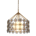 Люстра подвесная с круглыми дисками из серого фактурного стекла с белым матовым шаром внутри Quintiesse варинант исполнения - 1 | Loft Concept в Саратове