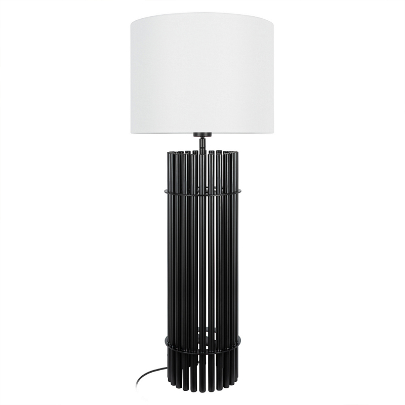 Настольная лампа с металлиеским черным трубчатым основанием Fulgurite Черный Белый в Саратове | Loft Concept 