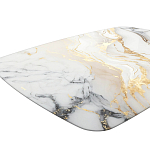 Обеденный стол с прямоугольной столешницей из стекла на черных металлических ножках White Marble варинант исполнения - 4 | Loft Concept в Саратове