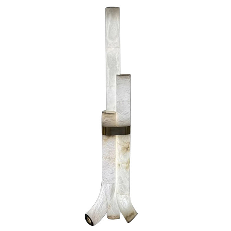 Торшер геометрический с тремя мраморными плафонами Marble Tripod Белый Торшер геометрический с тремя мраморными плафонами Marble Tripod Белый в Саратове | Loft Concept