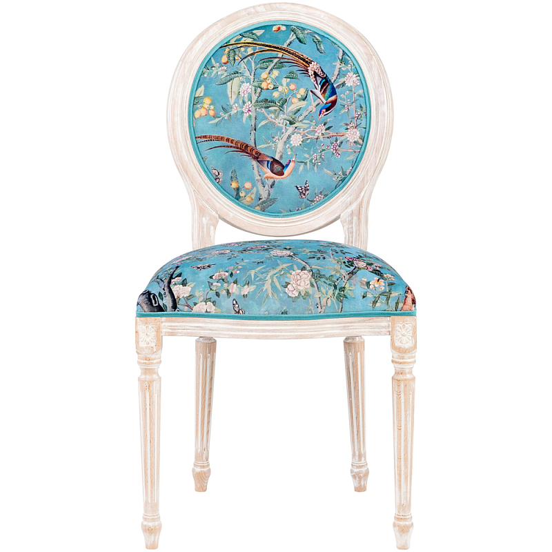 Стул из массива бука бирюзовый с изображением птиц и цветов Turquoise Beige Chinoiserie Birds Garden Chair Мульти Бирюзовый Бежевый Стул из массива бука бирюзовый с изображением птиц и цветов Turquoise Beige Chinoiserie Birds Garden Chair Мульти Бирюзовый Бежевый в Саратове | Loft Concept