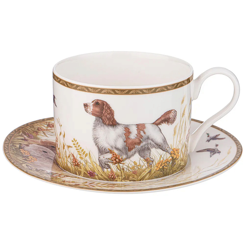 Чайная пара из фарфора с изображением собаки и зайцев 300 мл Hunting Porcelain Collection Белый Коричневый Мульти Чайная пара из фарфора с изображением собаки и зайцев 300 мл Hunting Porcelain Collection Белый Коричневый Мульти в Саратове | Loft Concept