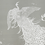 Обои ручная роспись в стиле Арт-деко Whistler Peacocks Special Colourway on Pale Grey dyed silk варинант исполнения - 1 | Loft Concept в Саратове
