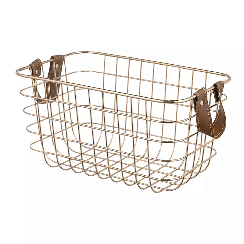 Корзина для хранения железная с ручками Iron Basket золотая Золотой Корзина для хранения железная с ручками Iron Basket золотая Золотой в Саратове | Loft Concept